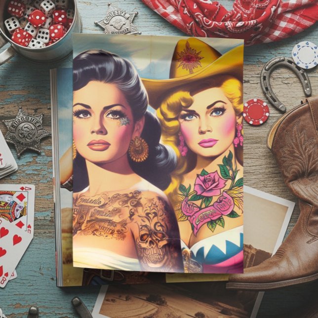 Papier Mousseline Vintage Tattooed Cowgirls (Créateur téléchargé)