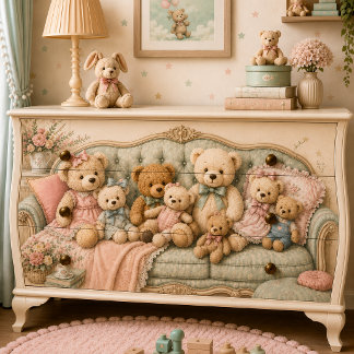 Papier Mousseline Vintage Teddy Bear Decoupage Paper for Furniture