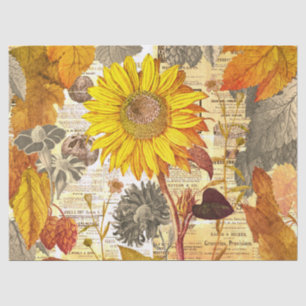 Papier Mousseline Vintage Thanksgiving Feuilles d'automne tournesol