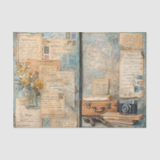 Papier Mousseline Vintage Travel Suitcase Antique World Map Retro