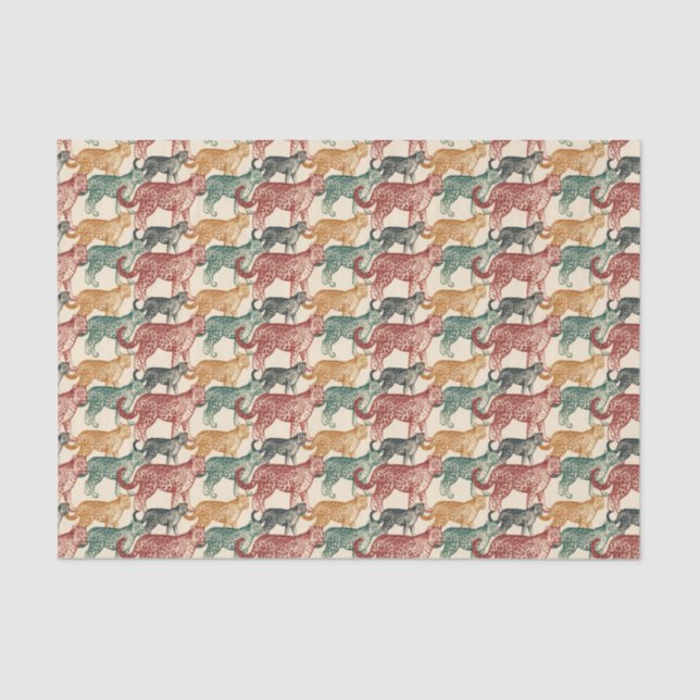 Papier Mousseline Vintage Tropical Jungle Wild Staler Leopard (Recto)
