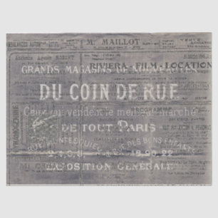 Papier Mousseline Vintage Typographie Française Collage Publicité