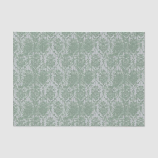 Papier Mousseline Vintage vert Damas (Recto)