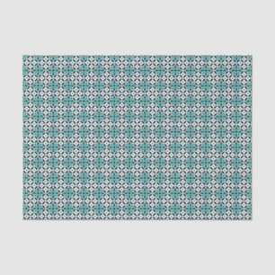 Papier Mousseline Vintage Vert foncé Barcelone Carrelage étoilé Géom