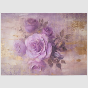 Papier Mousseline Vintage violet rose feuille d'or baroque