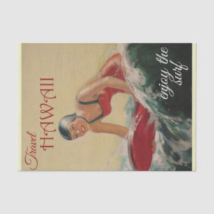 Papier Mousseline Vintage voyage Hawaii Profitez du Surf