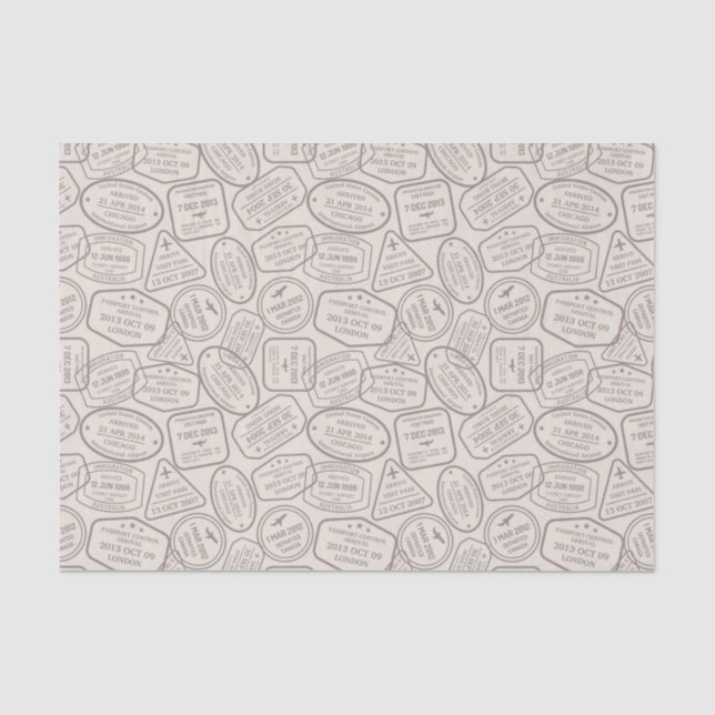 Papier Mousseline Vintage voyage/Timbres (Recto)