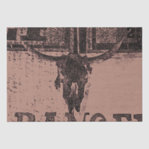 Papier Mousseline Vintage Western Bull Skull Brown Vieux pays