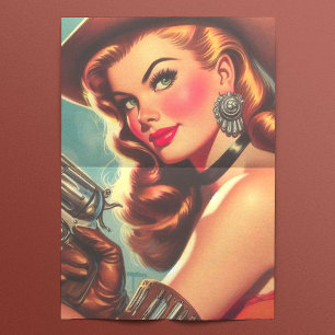 Papier Mousseline Vintage Western Pin-up