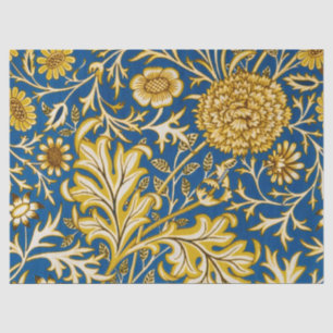 Papier Mousseline Vintage William Morris Cherwell Bleu Art Floral