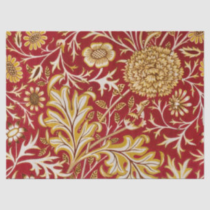 Papier Mousseline Vintage William Morris Cherwell Rouge Floral Art