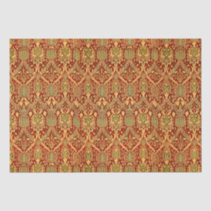 Papier Mousseline Vintage William Morris Motif Rouge Turquoise Or