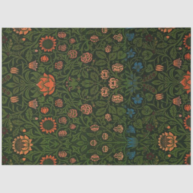 Papier Mousseline Violet et Columbine (par William Morris) (Recto)