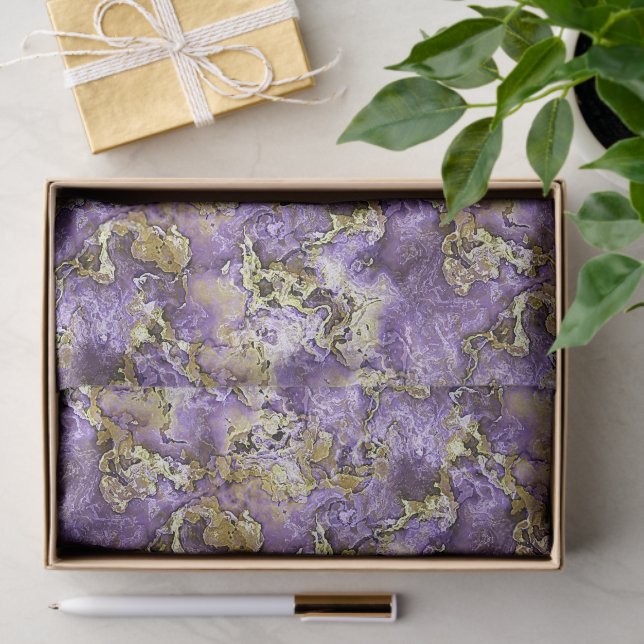 Papier Mousseline Violet marbré violet violet Faux or Agate Motif d' (Cadeau)