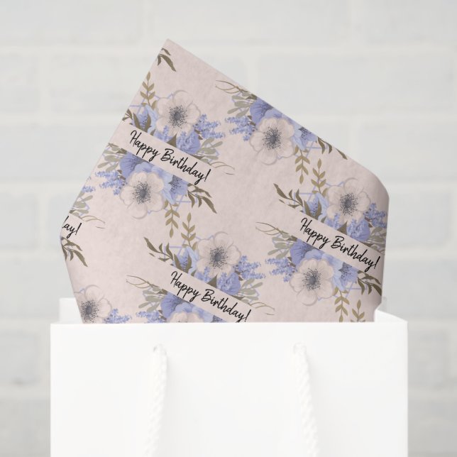 Papier Mousseline Violet & Pastel Rose Personnalisé (Sac cadeau)