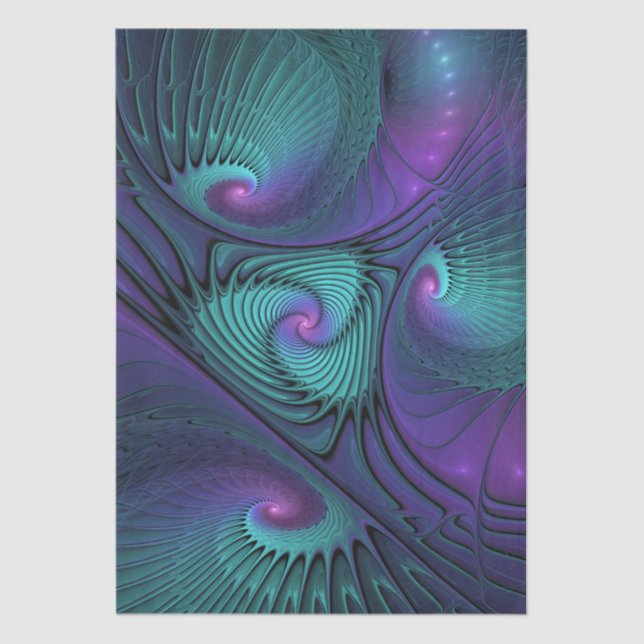 Papier Mousseline Violet rencontre Turquoise moderne art fractal abs (Recto)
