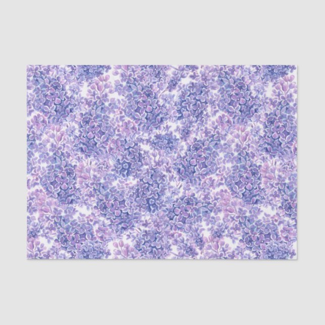 Papier Mousseline Violette aquarelle fleurs lilas (Recto)