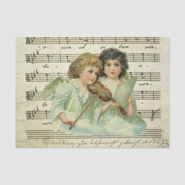 Papier Mousseline Violon et Partition Victorian Angels (Recto)