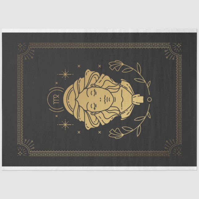 Papier Mousseline Virgo Zodiac Black and Gold Mysical Horoscope (Recto)