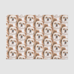 Papier Mousseline visage de chien mignon Shihtzu dessiné à la main
