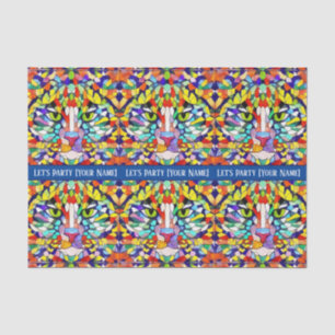 Papier Mousseline Visage multicolore - Yeux verts - Fête T