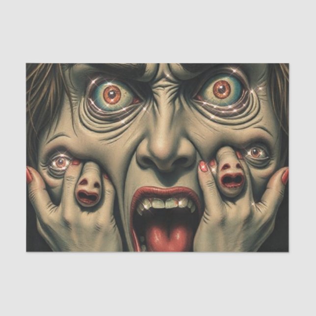 Papier Mousseline Visages surréalistes cauchemardesques (Recto)