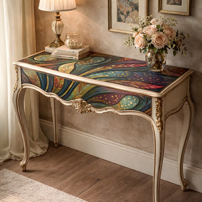 Papier Mousseline Vitrage Abstrait Plumes découpage (Stained Galss Abstract Feathers Decoupage Tissue Paper)