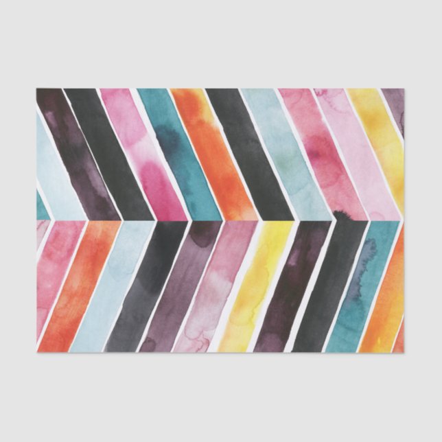 Papier Mousseline Vivid aquarelle Chevron I (Recto)