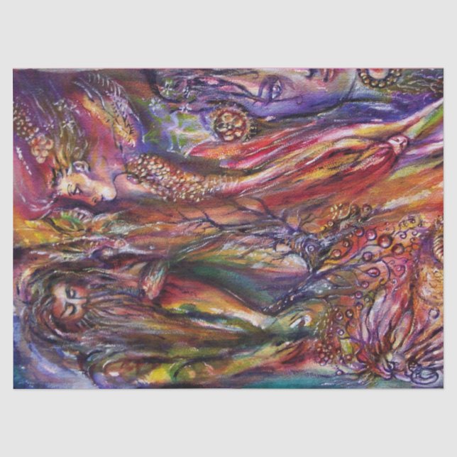Papier Mousseline VIVIEN ET MERLIN Imaginaire bleu violet rose (Recto)