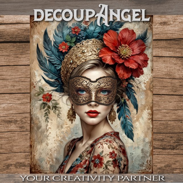 Papier Mousseline Voile de dentelle : La dame-découpage à plumes et  (Créateur téléchargé)