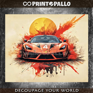 Papier Mousseline Voiture de course GT3 Splash ink au coucher du sol