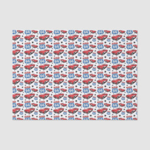 Papier Mousseline Voiture de sport classique rouge C1 1961 Route 66