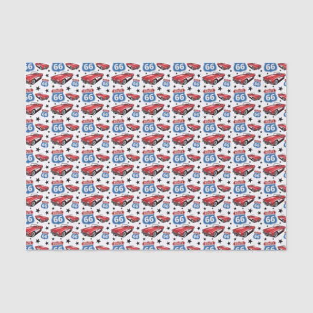Papier Mousseline Voiture de sport classique rouge C1 1961 Route 66 (Recto)