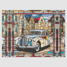 Voiture Vintage en Verre de Faux pour Découpage