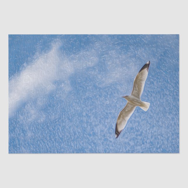 Papier Mousseline Voler une mouette solo dans le ciel (Recto)