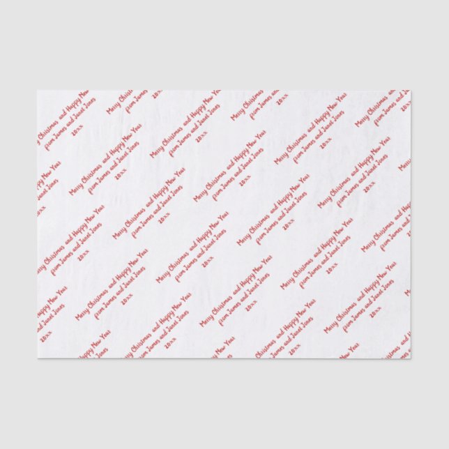 Papier Mousseline Votre message de Noël - police rouge - motif fait (Recto)