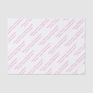 Papier Mousseline Votre Motif De Texte Tout En Presse Rose/Blanc