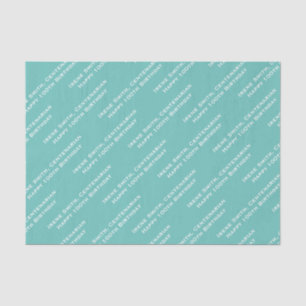 Papier Mousseline Votre Motif texte partout Imprimer Turquoise/blanc