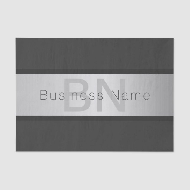 Papier Mousseline Votre nom et votre monogramme | Gris & Faux Silver (Recto)