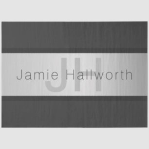 Papier Mousseline Votre nom et votre monogramme Gris & Faux Silver