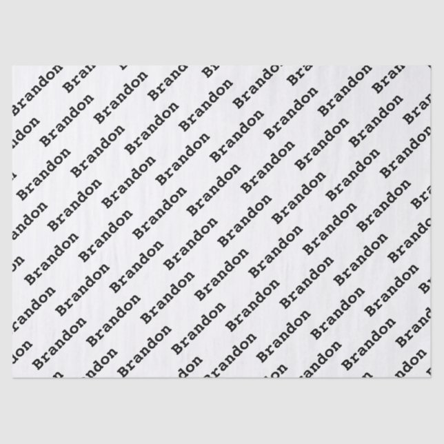 Papier Mousseline Votre nom Motif de texte d'anniversaire noir/blanc (Recto)