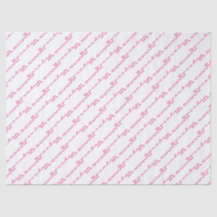 Papier Mousseline Votre nom Motif de texte Pink/White Birthday