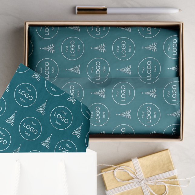 Papier Mousseline Votre propre logo société bleu noël papier Tissu (Créateur téléchargé)