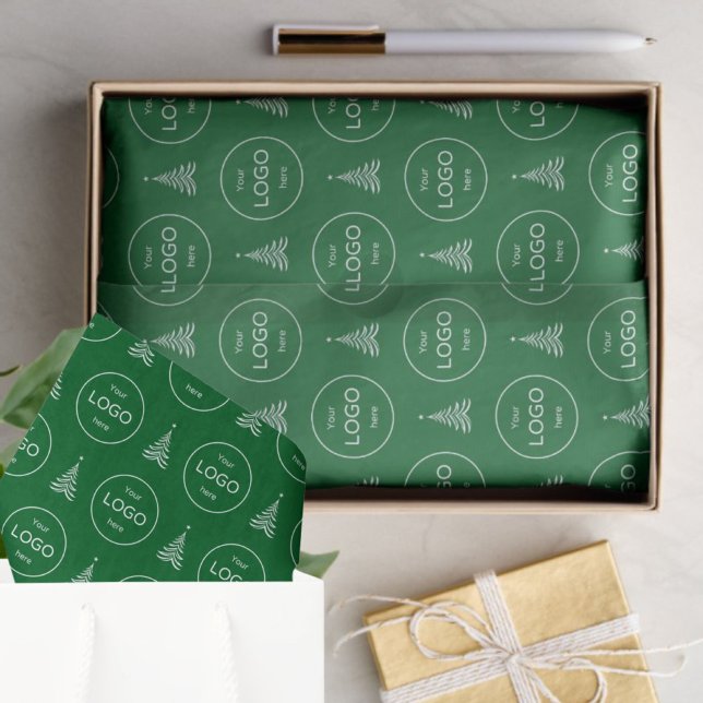 Papier Mousseline Votre propre logo société vert noël papier Tissu (Créateur téléchargé)