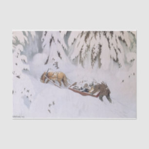 Papier Mousseline Voyage de Noël à travers la neige (par Kittelsen)