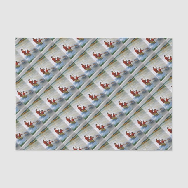 Papier Mousseline Voyage de pêche père et fils (Recto)