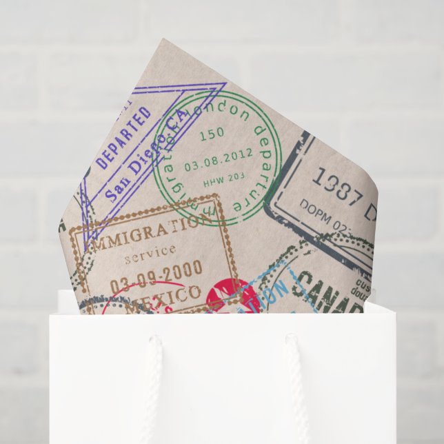 Papier Mousseline Voyage de timbres de passeport (Sac cadeau)