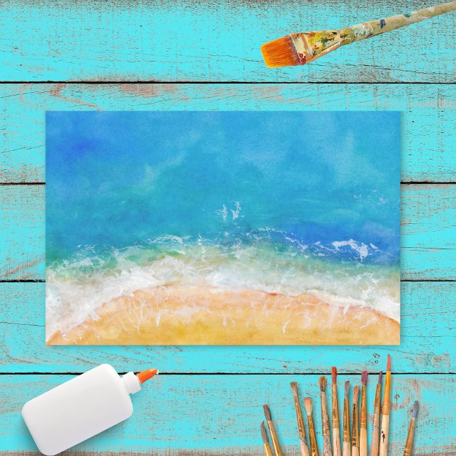 Papier Mousseline Vue de plage Watercolor (Créateur téléchargé)