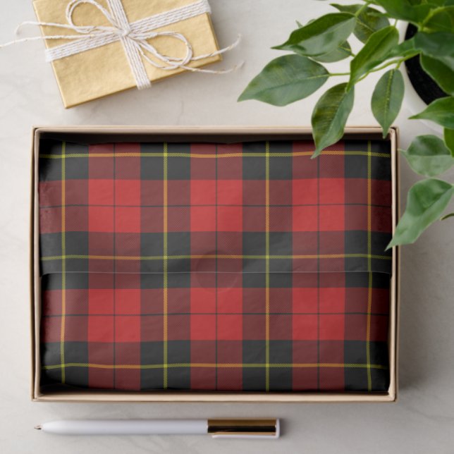 Papier Mousseline Wallace tartan rouge noir plaid (Cadeau)