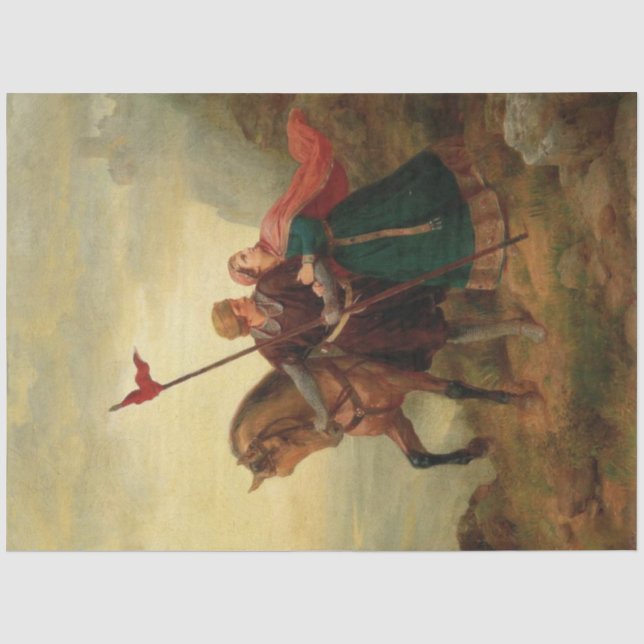 Papier Mousseline Walther et Hildegund fuient avec leur cheval (Recto)